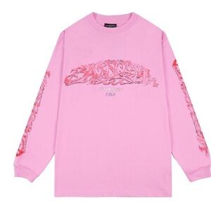 Balenciaga Pink Graphic Long Sleeve Tee